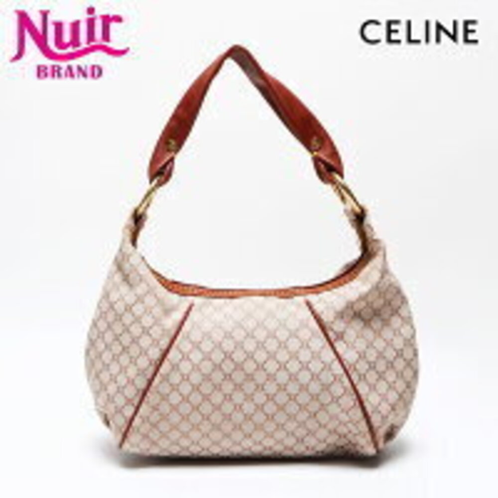 Celine Macadam Canvas Leather Handbag Beige